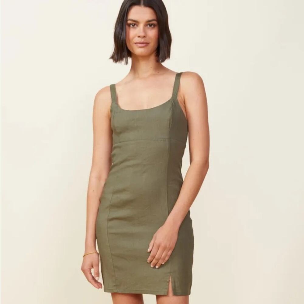 $235 New Monrow Linen Cami Dress - Small - Green